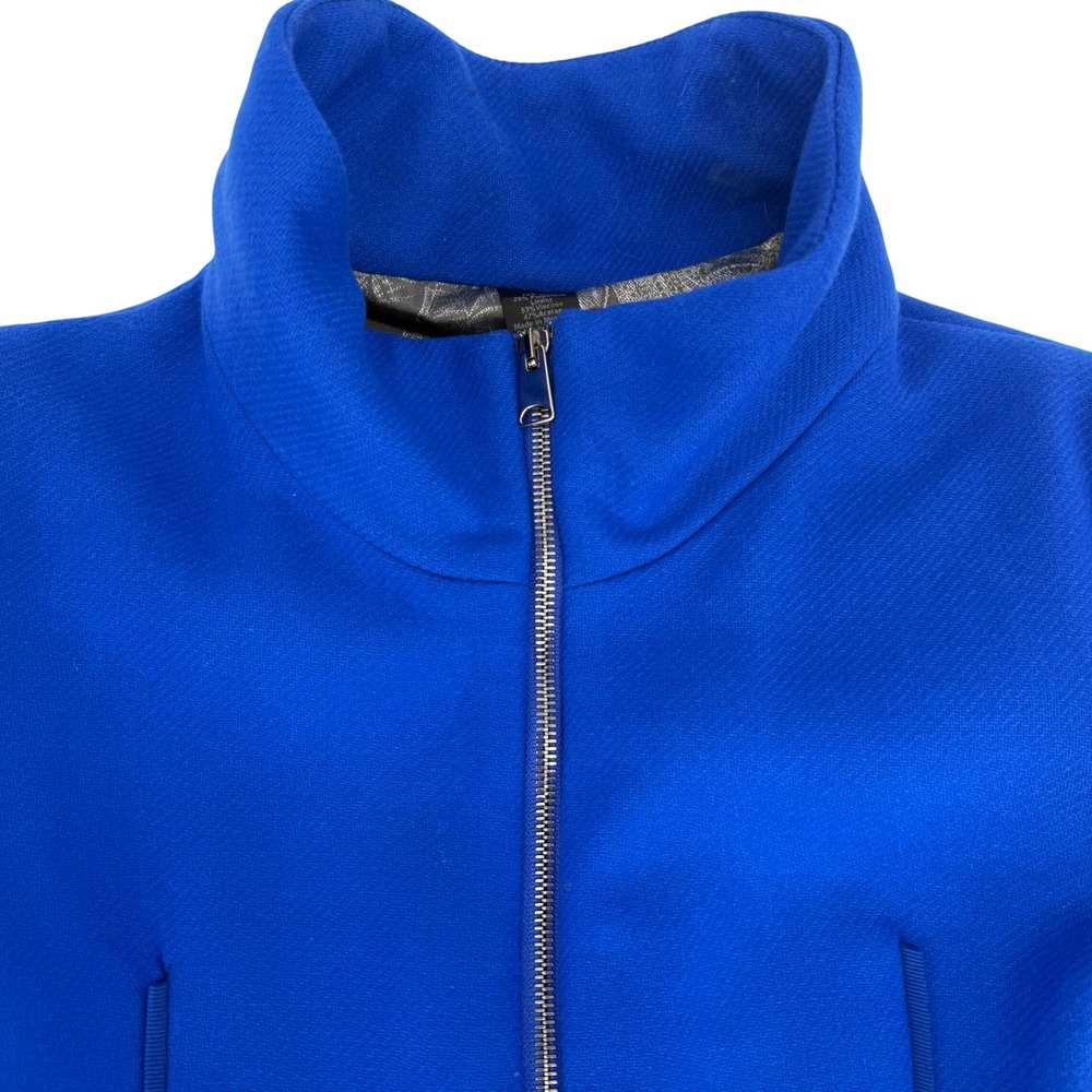 Desigual by Christian Lacroix Julieta Royal Blue Wool Blend Funnel Neck Zip Coat - Picture 4 of 11